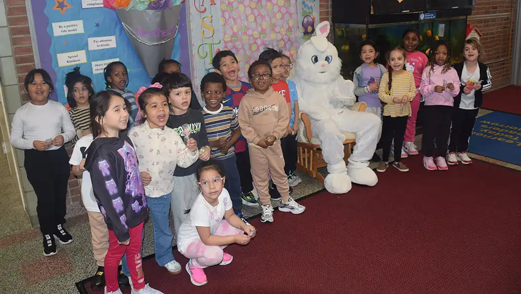 The Easter Bunny visits and brings joy to Northeast Elementary School