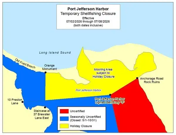 Temporary closure of two shellfish harvesting areas announced in Nassau and Suffolk