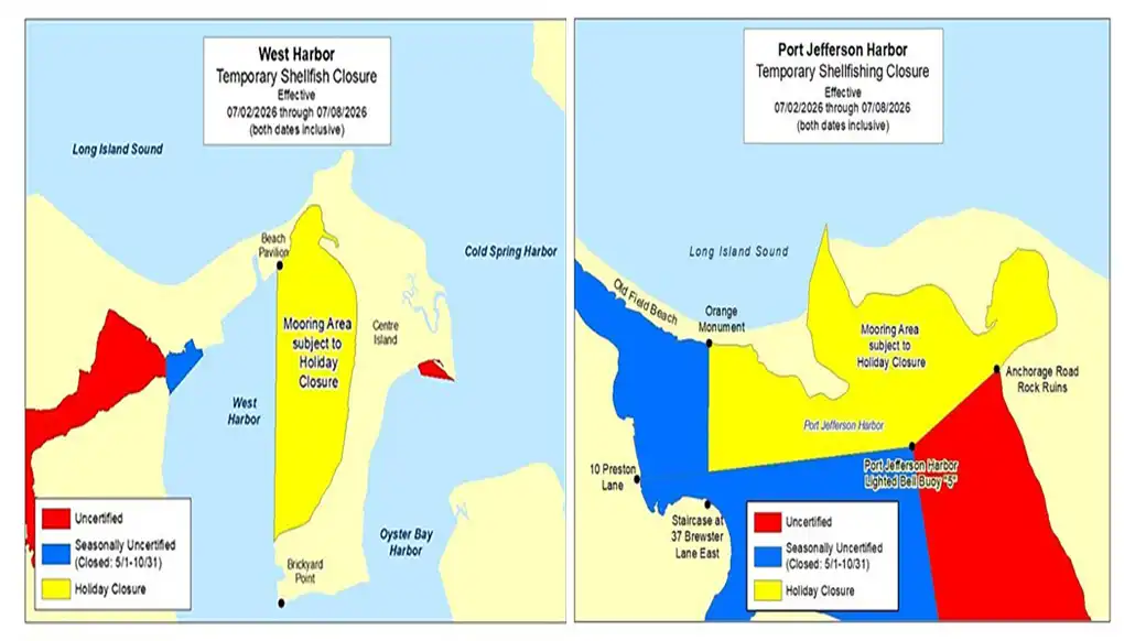 Temporary closure of 2 shellfish harvesting areas announced in Nassau and Suffolk