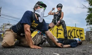 4th of July weekend at Delaney Hall: demonstrators rally against ICE during the holiday