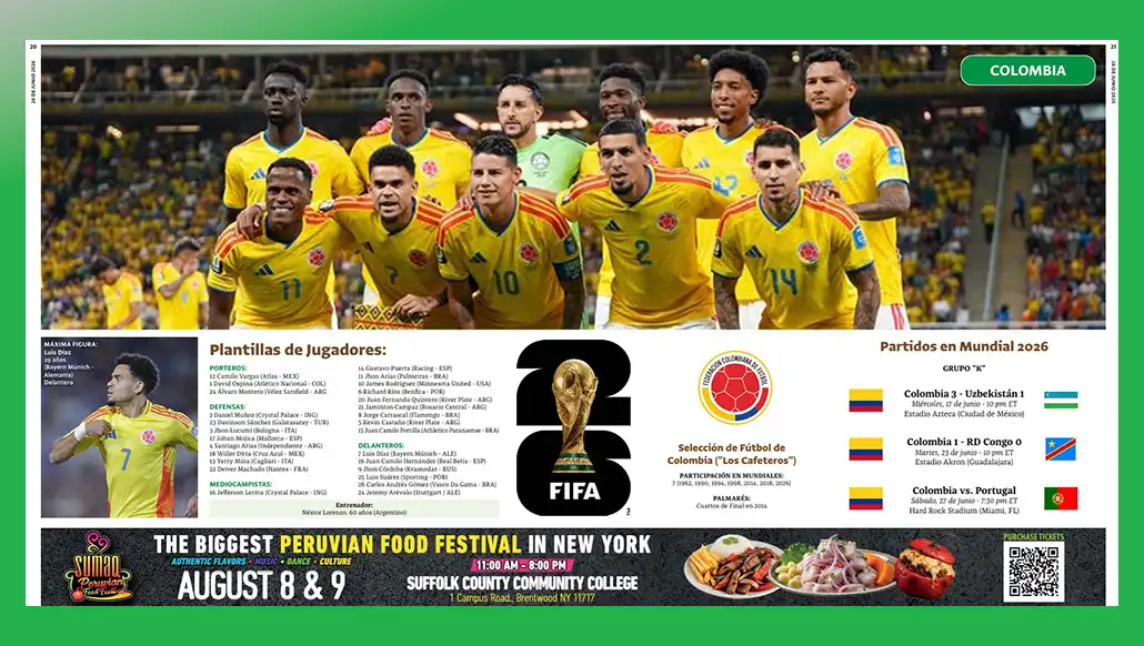 World Cup 2026: Colombia, player squad and schedule in Group K