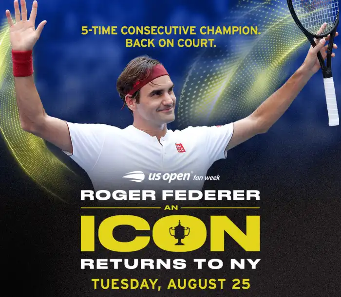 Roger Federer returns to the US Open court on a big exhibition night in Flushing